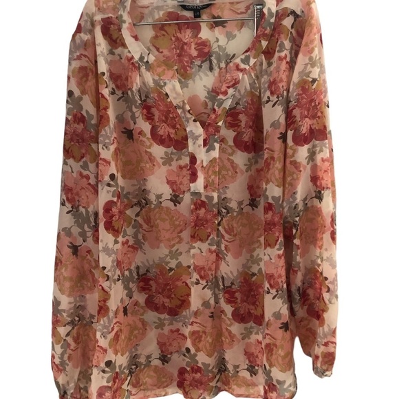 Floral Hyper-feminine  Sheer Size Large Blouse - Picture 3 of 11